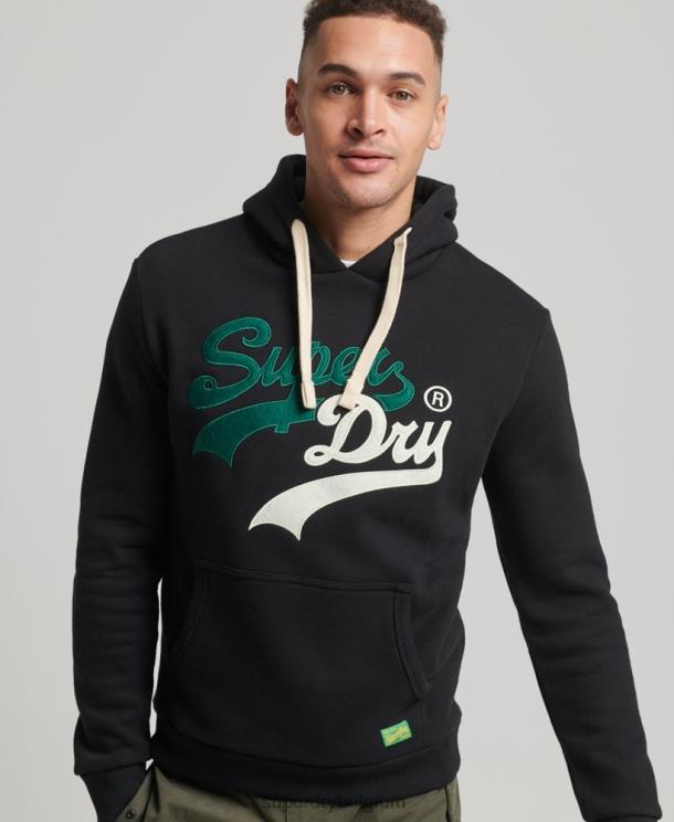 hoodie met vintage logo Heren kleding zwart Superdry 66L6F5145 66L6F5145 Superdry Belgium met iconische graphics Superdry hoodie heeft veelzijdige en eigentijdse ontwerpen